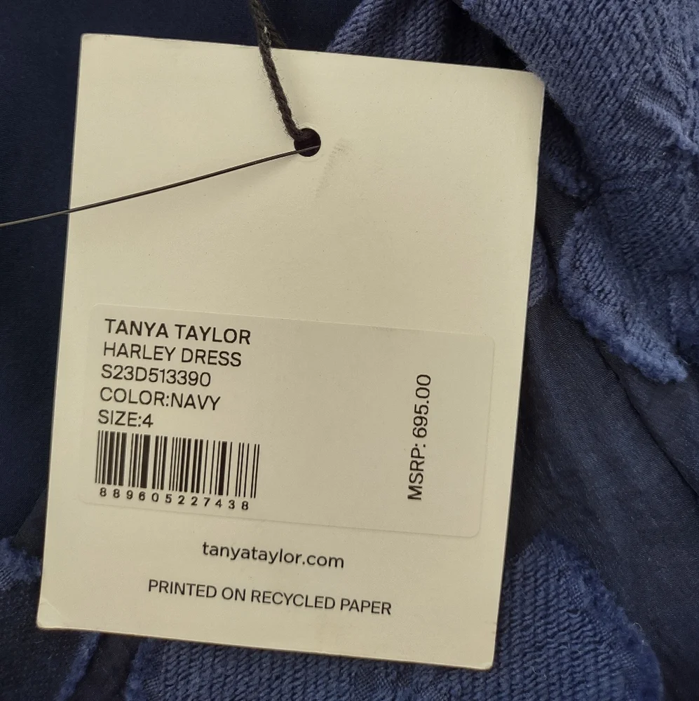 Tanya Taylor Harley Floral Navy Puff Sleeve VNeck Midi Dress - Picture 9 of 10
